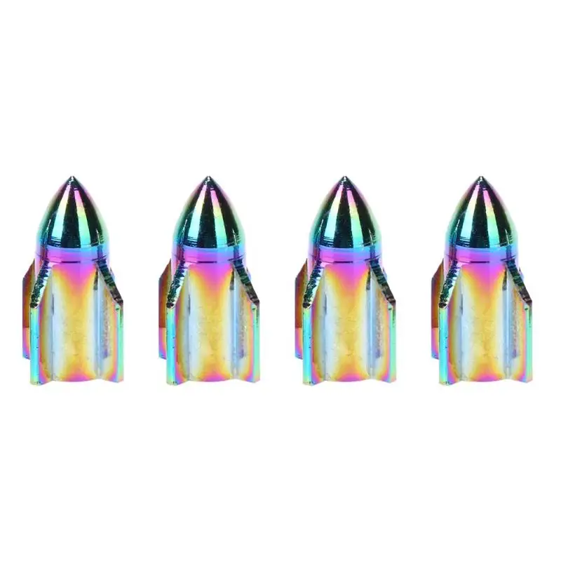 

4Pcs Rocket Shape Aluminum Car Wheel Tire Valve Stem Cap Automobiles CNC Metal Tyre Valve Air Dust Covers Screw Auto Accessories