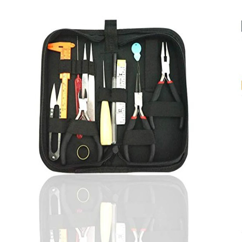 12pcs/set DIY Jewelry Making Tools Set with Pointed Pliers,Mini Plier,Scissor tweezers Beading Tool Kit for Bracelet Necklace