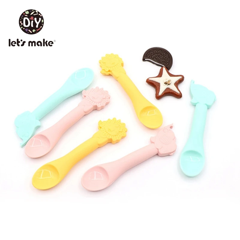 Let's Make 1PC Baby Feeding Spoons Soft Bpa Free Silicone Spoon Children Flatware Safety Kids Tableware Learning Dinnerware Tool