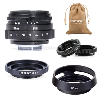 

Mini 35mm f/1.6 APS-C CCTV Lens+adapter ring+2 Macro Ring+lens hood for Fujifilm X Mount Mirroless Camera XT10/XT20/XT30/X100F