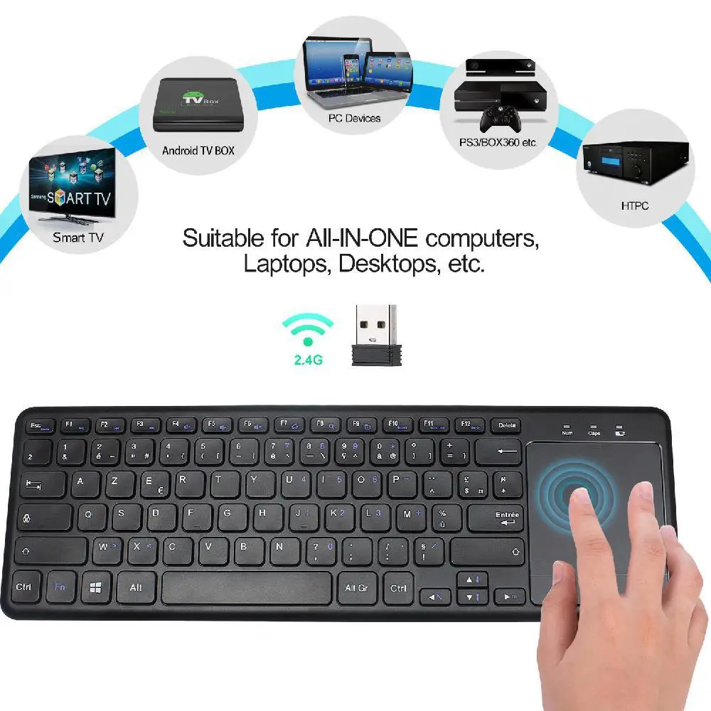 На английском и французском языках Bluetooth 2,4G Беспроводная клавиатура с сенсорной мышью тачпад Клавиатура для планшета настольный компьютер ноутбук