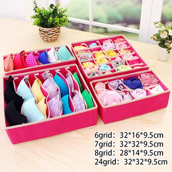 

4Pcs/set 6/7/8/24 Grid Foldable Underwear Sock Bra Tie Storage Box Multi Grid Divider Closet Organizer Store Thick Winter Socks