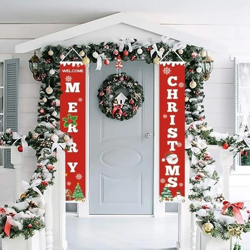 Rantion Merry Christmas знак для крыльца декоративная дверь Рождественская вывеска для крыльца баннер подвесной дверной баннер для дома висящий Рождественский