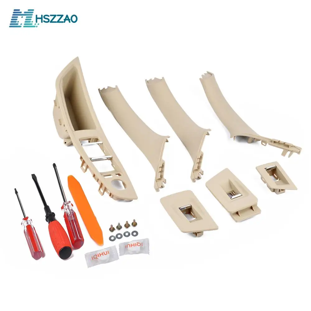 

7 PCS Door Handle Window Switch Panel & Interior Door Handle and Switch Button Frame For BMW 5 Series 520 523 525 F10 F11 F18