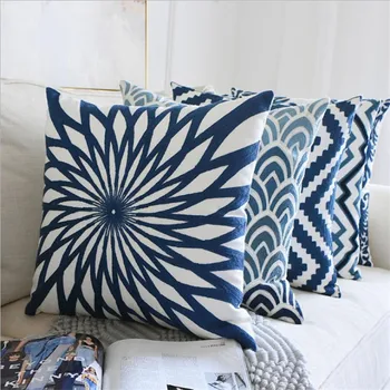 

Cushion Chinese Style Classical The Geometric Blue and White Porcelain Printing Household