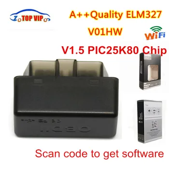 

100Pcs DHL V01HW ELM327 WIFI V1.5 PIC18F25K80 Chip obd2 Diagnostic Interface Upgraded Car Diagnostic Scanner for Android /IOS