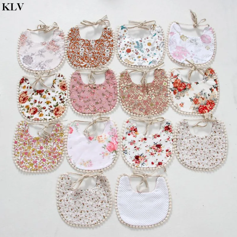 KLV Baby Bib Infant Burp Cloths Toddler Cotton Bib Kid Floral Towel Dinner Feeding Double-deck Cute Girl Bibs