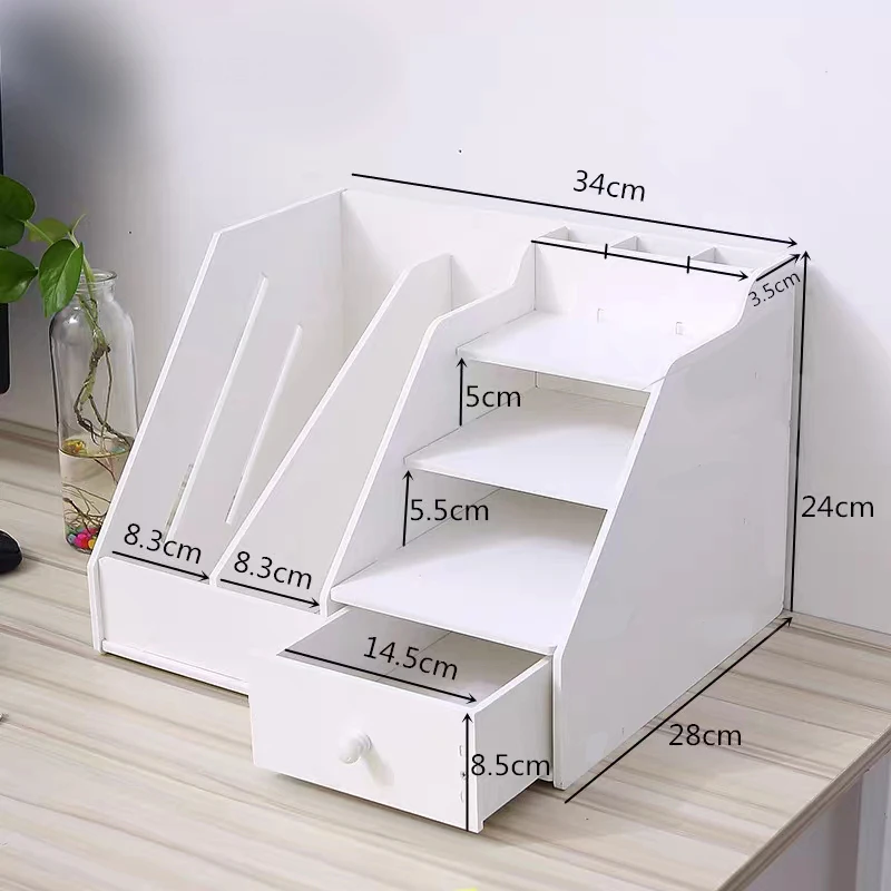 Book Magazine Holder Desk Organizer Stationery Storage Stand Shelf Rack Desktop File Rack Storage Artifact Multi-layer