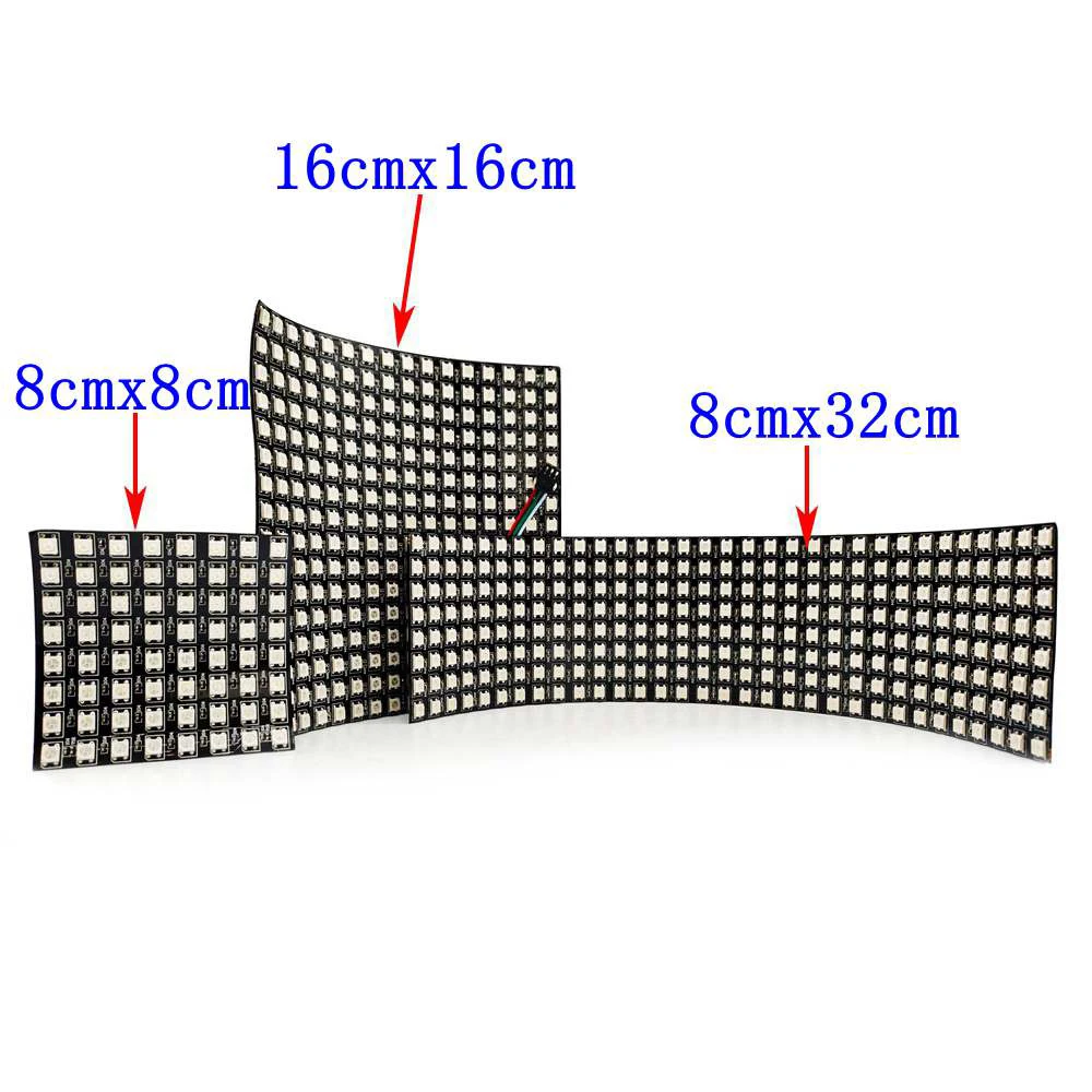

Dc5V WS2812/WS2812B Led Digital Flexible Individually Addressable Panel Light WS2812 8x8/16x16/8x32 Module Matrix Screen