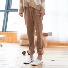 Осенне-зимние новые парные одноцветные штаны для сна, Фланелевые домашние пижамные штаны для мужчин и женщин, большие размеры, утепленные штаны