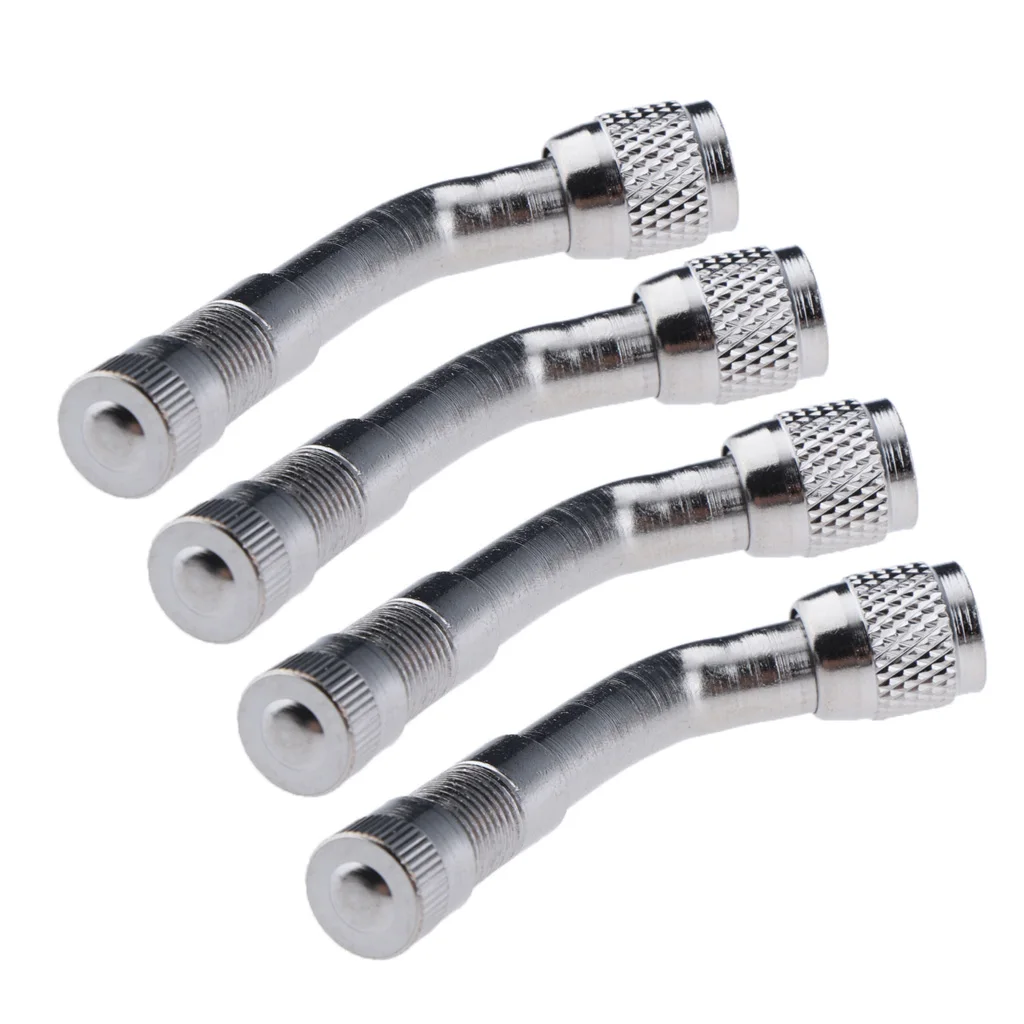 4piece Wheel Tyre Valve Stem Extension Adapter Universal Silver 135°For Car Bike