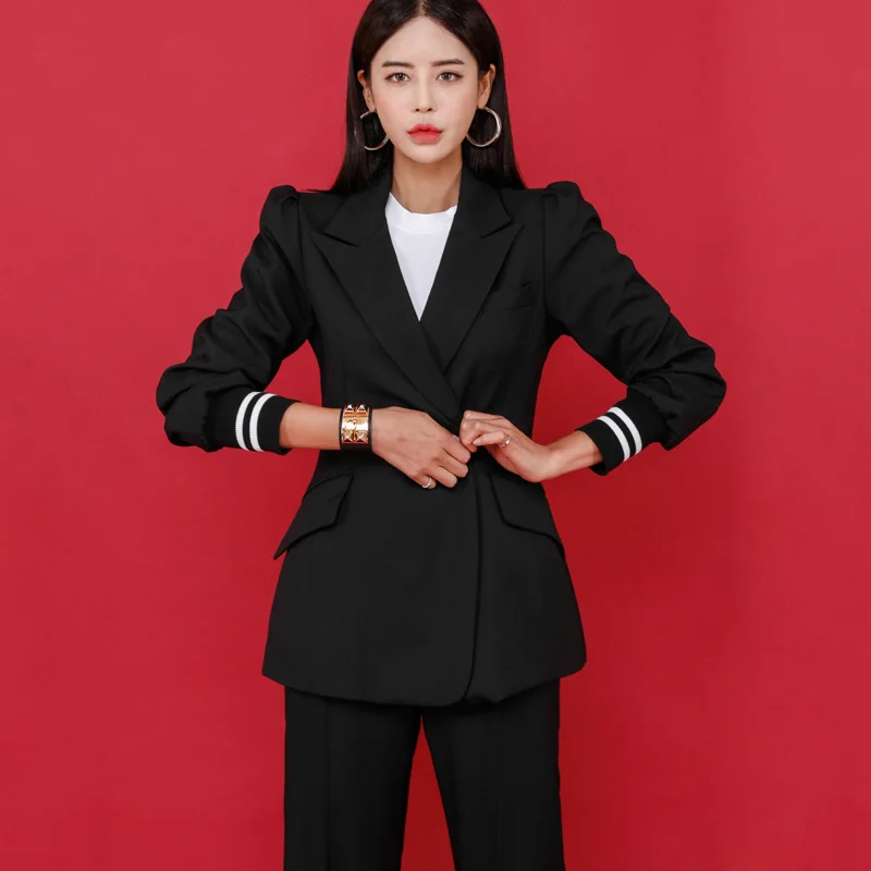 Women's new two-piece autumn and winter temperament commuter slim suit jacket casual fashion OL professional pants suit