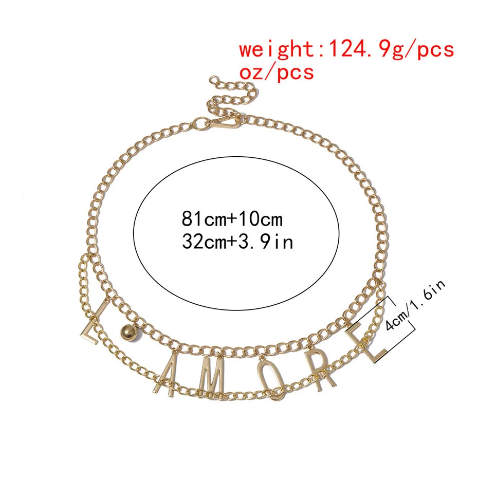 Ingemark Gypsy LAMORE письмо живота талии цепи джинсовое платье аксессуары индивидуальность Индия Металл Любовь Пояс украшения для тела для женщин