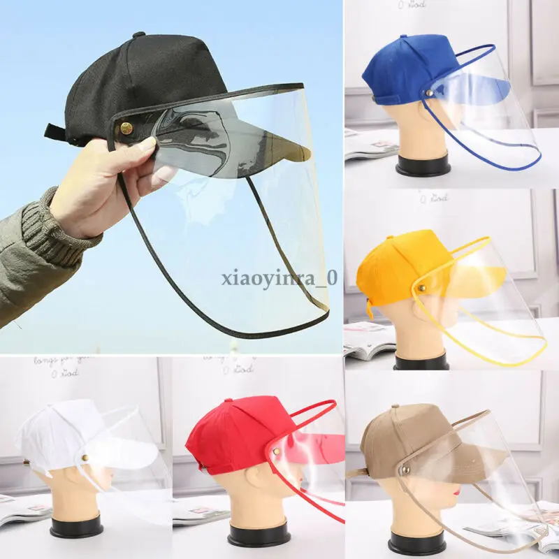 PVC Protective Cap Black Cotton Baseball Waterproof Dustproof Detachable Transparent Mask Hat Unisex | Дом и сад