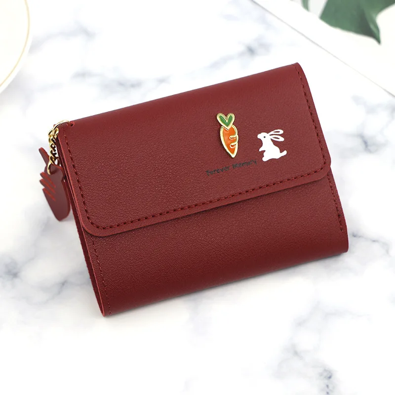 Monedero multifuncional para mujer, cartera con diseño de conejo y zanahoria, 2020