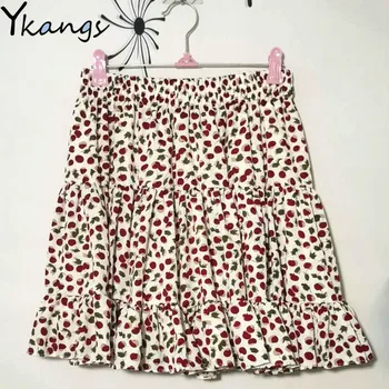 

Floral Print Chiffon Mini Skirt Women Fashion 2020 Summer Korean Kawaii Cute Yellow Pink Purple High Waist Skirt Female Clothes