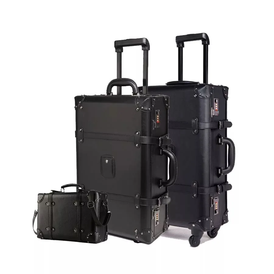 Retro Rolling Luggage Set Spinner Women 