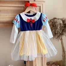 Осеннее Новое дизайнерское платье принцессы для маленьких девочек бальное платье с вуалью в стиле пэчворк, Детская одежда детское праздничное платье для дня рождения