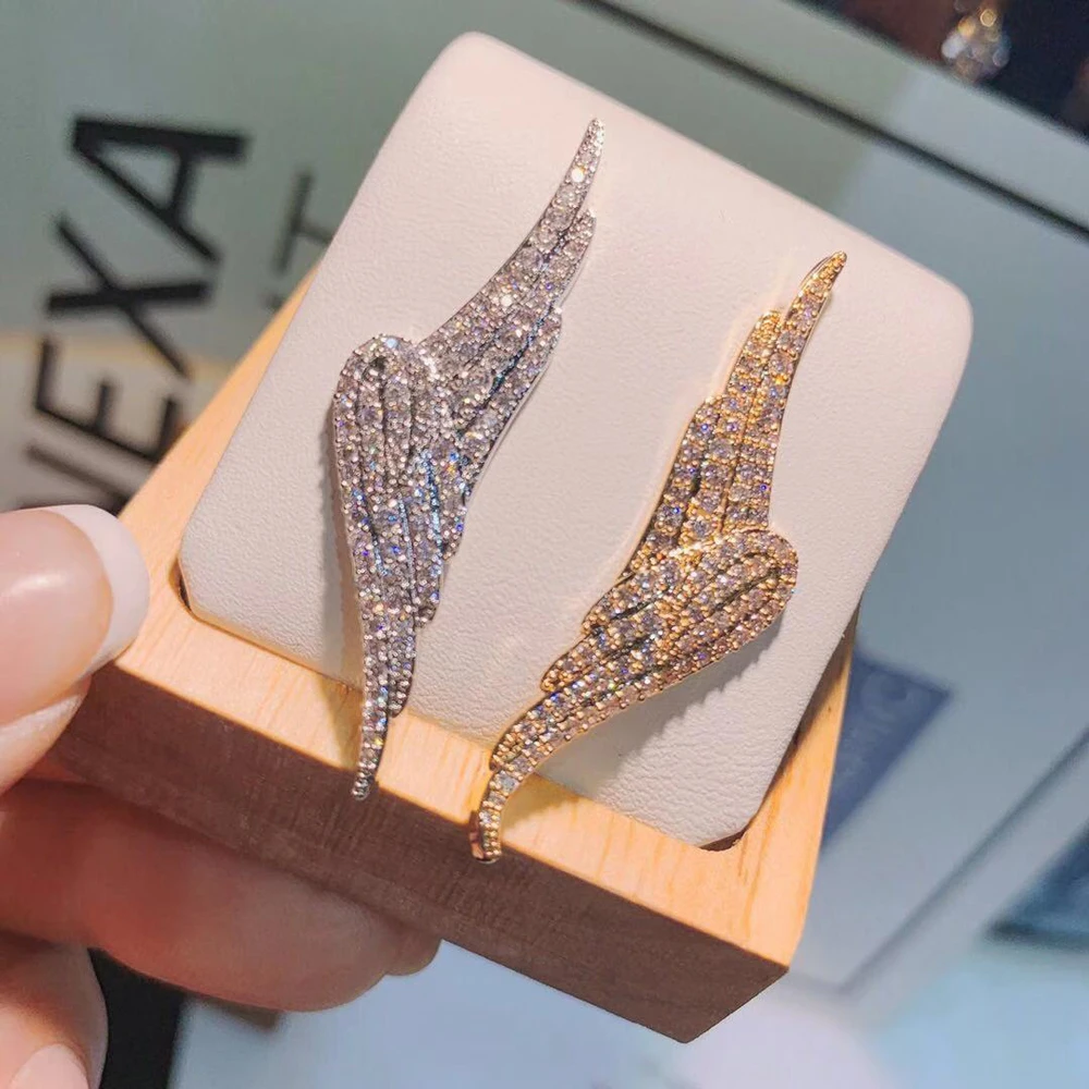 

HIBRIDE New Vintage Stud Earrings for Women AAA Cubic Zirconia Wing Design Earring Bridal Weeding Jewelry Accessories E-576