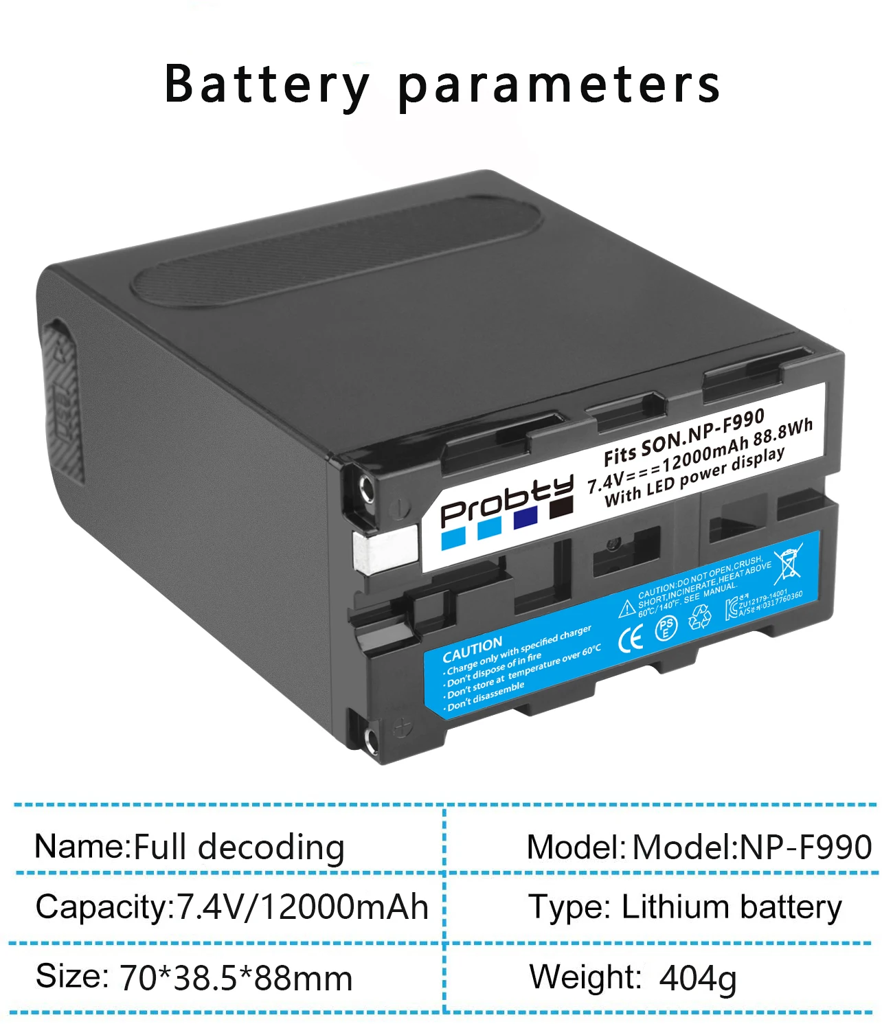 Bateria para Filmadora Conduziu a Luz de Vídeo Decodificação Sony Hxr-mc1500c Nex-ea50 Hvr-z7c Nx3 5 12000mah Np-f990 Np-f970 F960 - Image 6