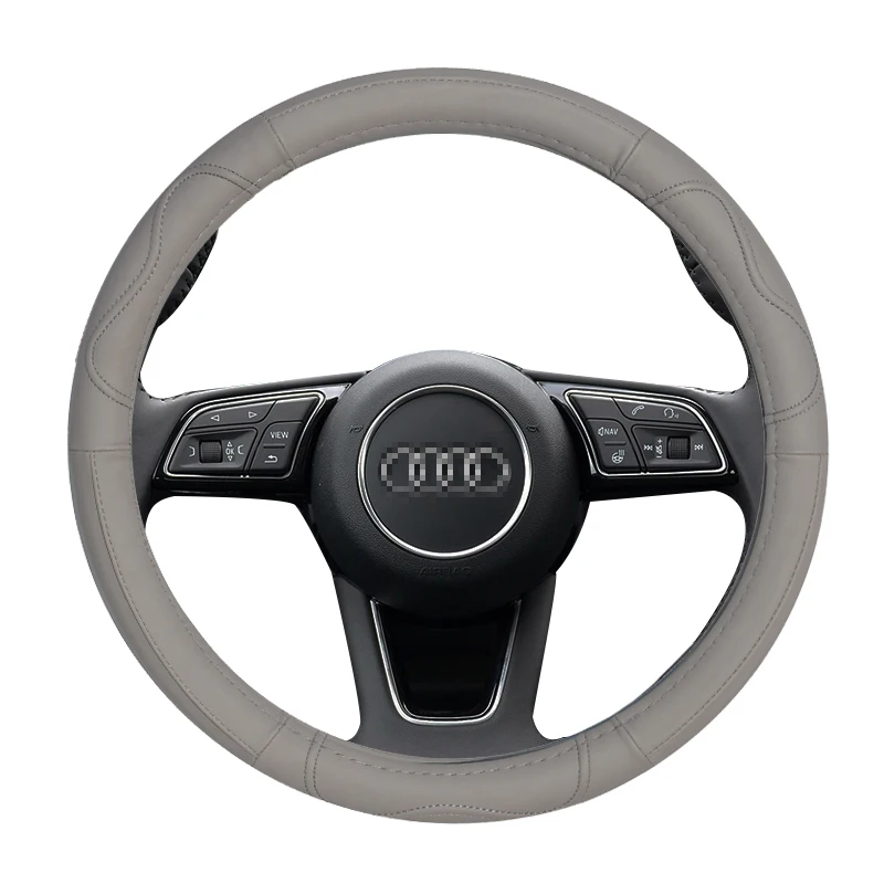 Крышка рулевого колеса из натуральной кожи для Audi A1 A3 A4 A6 A4L A6L Q3 Q5 Авто аксессуары интерьера - Название цвета: Gray