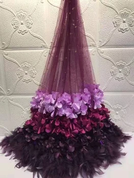 

2019 Hot sell new Purple Nigerian French beaded Lace Fabric African Bridal Net Lace High Quality zz819