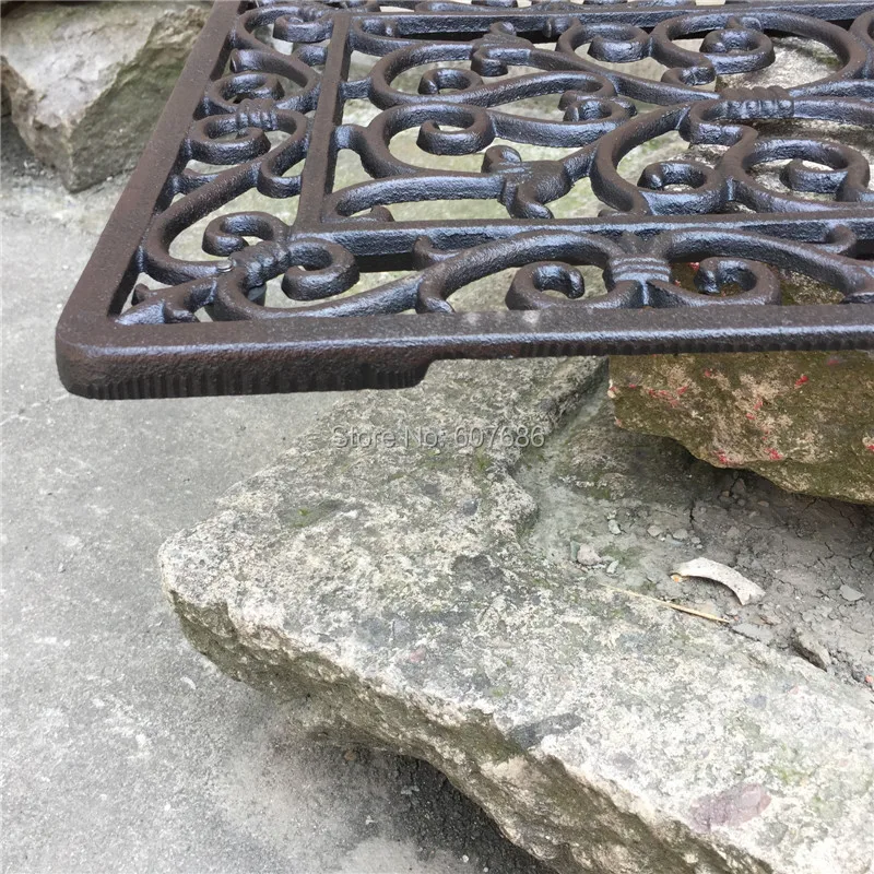  Cast Iron Door Mat Small Durable Decorative Outdoor Scroll Doormat Home Kitchen Hallway Accessories - 32694413647