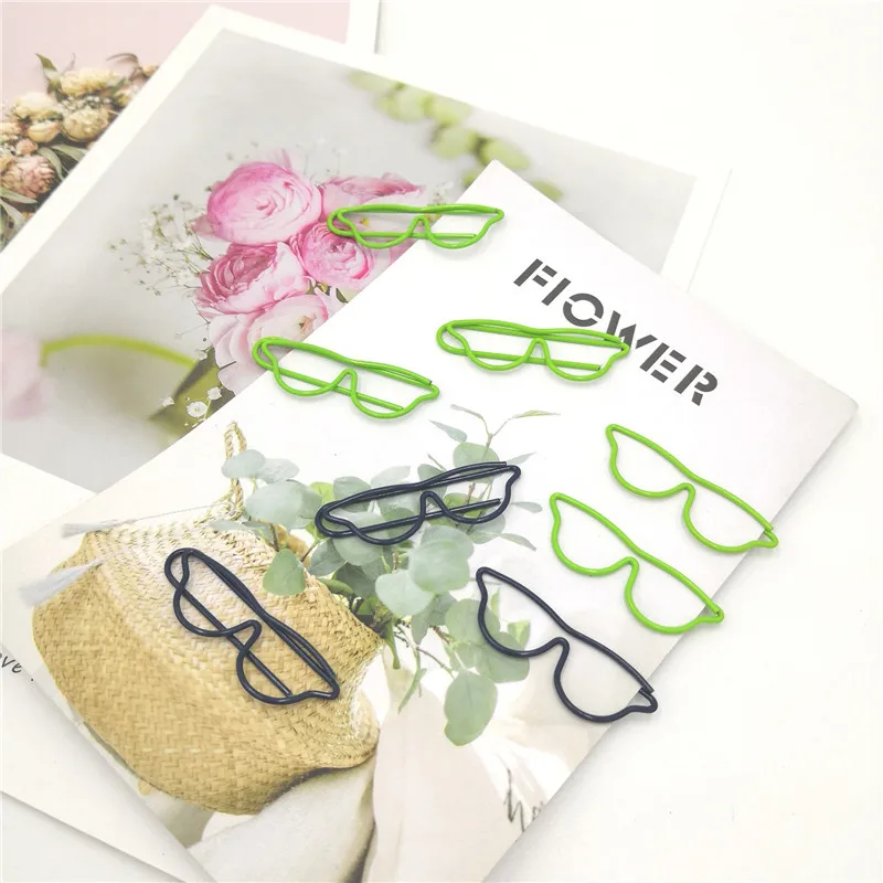 20Pcs/lot Shaped glasses paper clips Colored note holders New simple paper clips Student stationery Office supplies