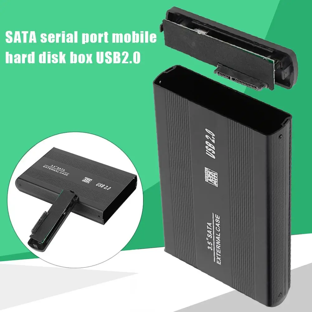 external hard drive protective case 3.5 inch Hard Disk Case SATA to USB2.0 Aluminum Alloy HDD Case External Hard Drive Enclosure with EU Adapter For Windows 98/SE ssd external hard drive case