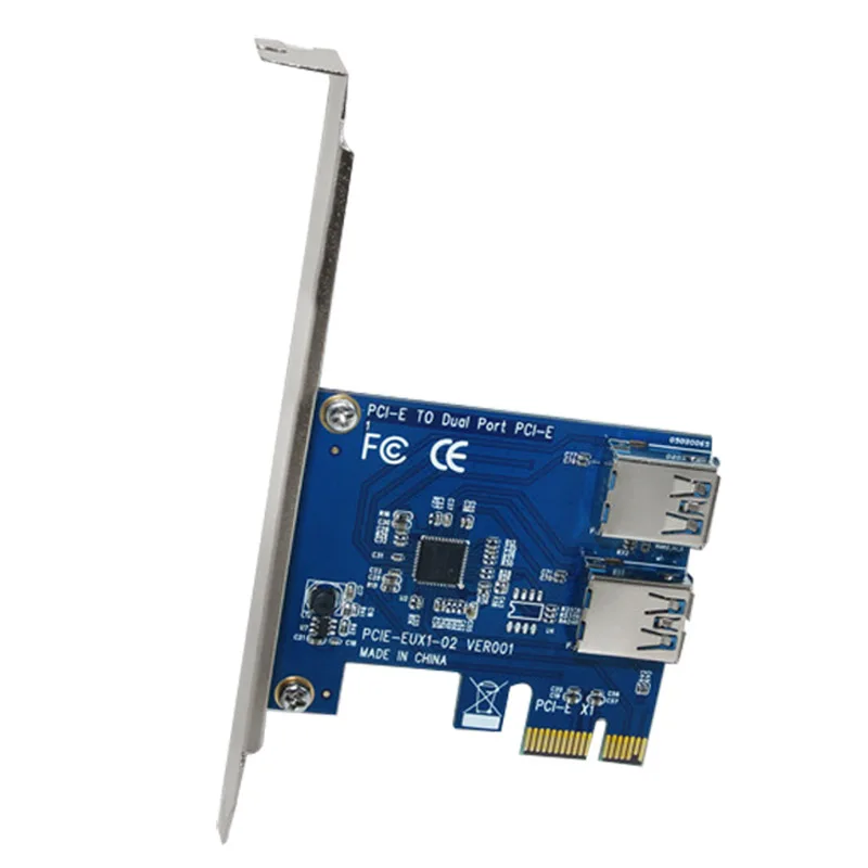 

PCIE PCI Expansion Card Card To 2 Ports USB 3.0 HUB Controller Adapter Riser Cards For Bitcoin Mining Device NC99