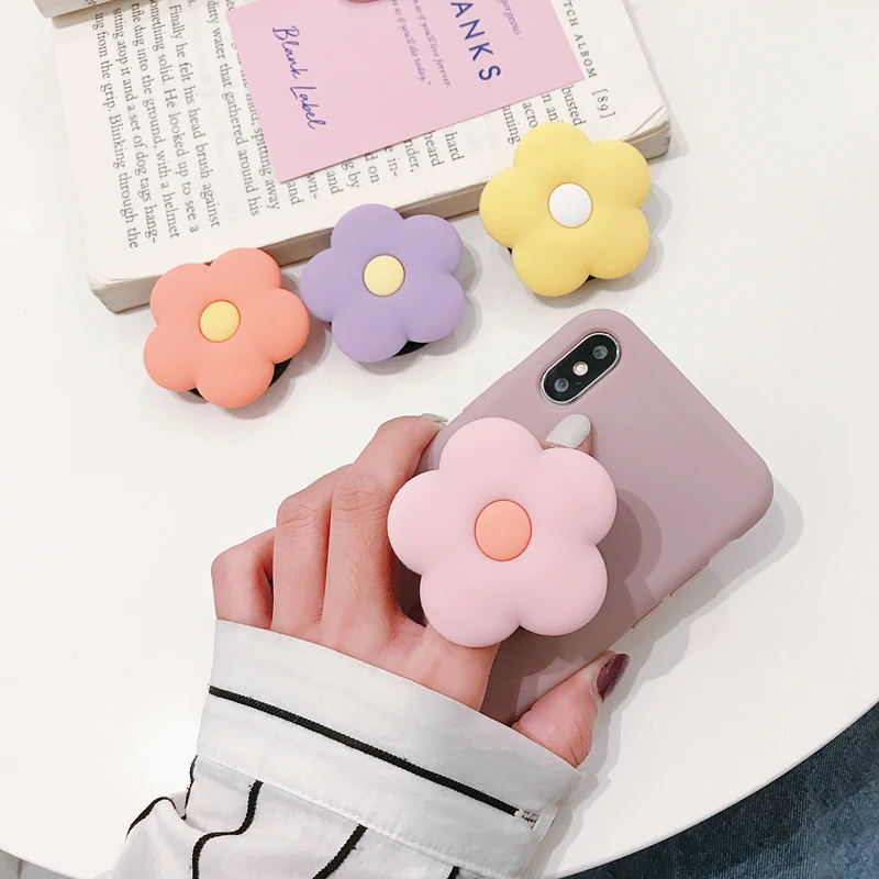 iphone stand Fold Flower Phone Holder Silicone Kawaii Korean Grip Tok For iPhone Samsung Huawei Xiaomi Griptok Phone Stand Kichstands Bracket wireless charging stand for iphone and apple watch