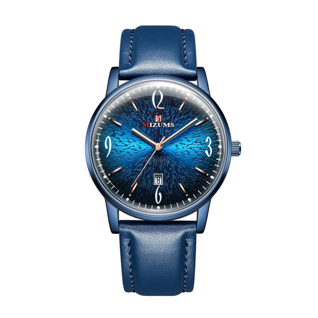 Minimalist Men's PU Leather Band Quartz Watch Waterproof Calendar Window Fashion Quartz Wristwatches 