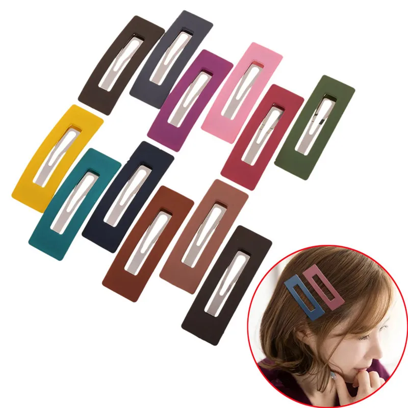 

12 Colors Available Matte Square Hairpins Barrettes Simple Hollow Metal Hair Clips BB Clip For Daily Life Hair Accessories