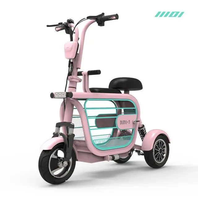 Электрический самокат складной трехколесный электрический велосипед 400 Вт Родитель Ребенок мини Электрический трехколесный велосипед машина для домашних животных - Цвет: 8ah pink
