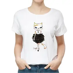 Графические футболки для женщин 2019 женские Топы Harajuku Meow звезда кошка принтер футболка уличные футболки плюс тройник Пастельная пара одежды