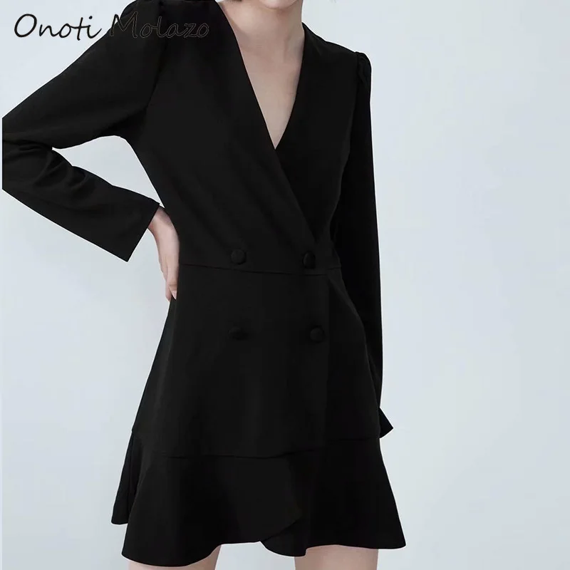 Onoti Molazo короткое платье женское повседневное длинный рукав vestidos элегантное