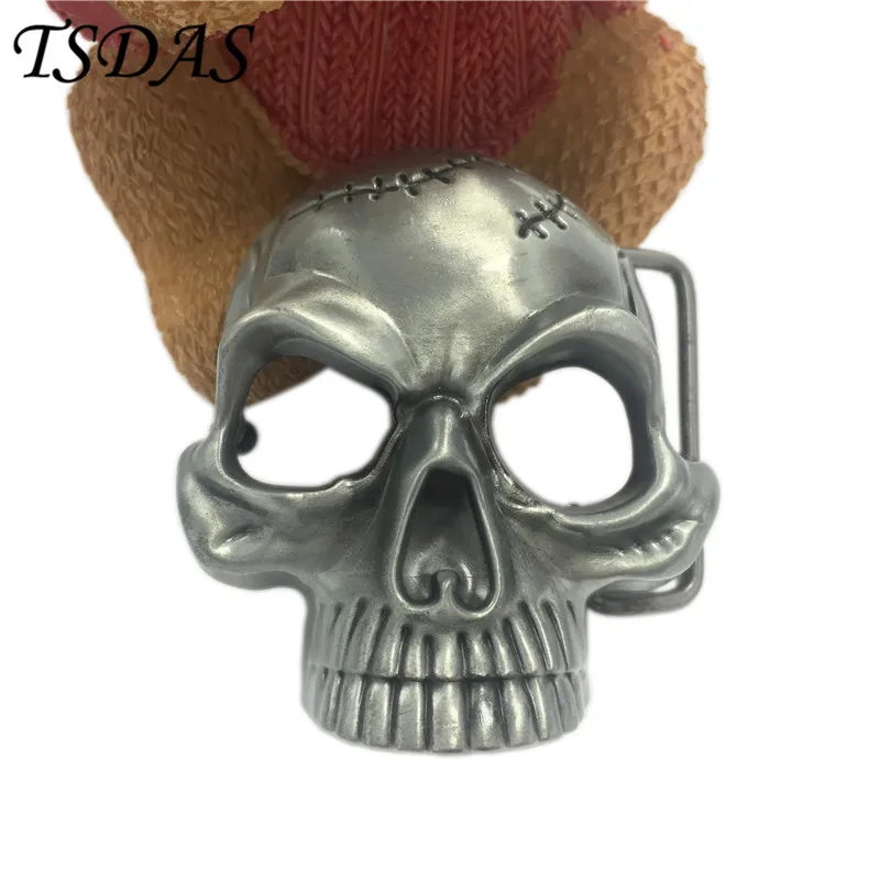 Retail Silver Plated Skull Belt Buckle 6.4*7.4cm 1pc Metal buckle For 4cm Wide Men Women Jeans accessories | Дом и сад