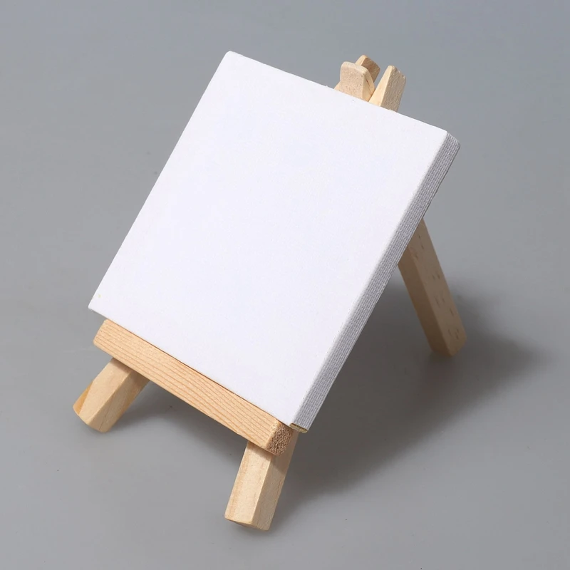 12pcs Artists 5 inch Mini Easel +3 inch x3 inch Mini Canvas Set