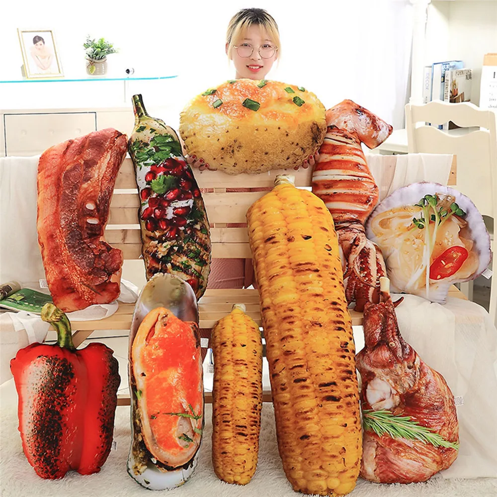 

Model Barbecue Pillow Cushion Foodie Seafood Food Creative Plush Toys Gift Corn Squid Potato Pillow