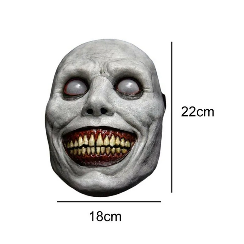 Halloween Horror Face Cover Smiling White-eyed Exorcist Demons Evil Creepy  Cosplay Scary Face Mask Dress Up Party Cosplay Props - AliExpress