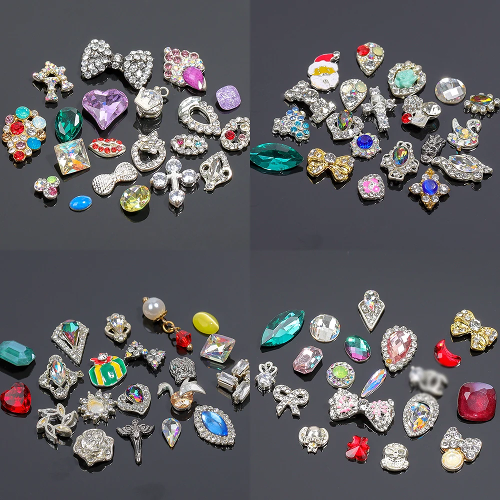 Случайный 20 шт 3D различных форм блестящий красочный сплав Акриловые Алмазные жемчужины камни для нейл-арта Стразы украшения для маникюра