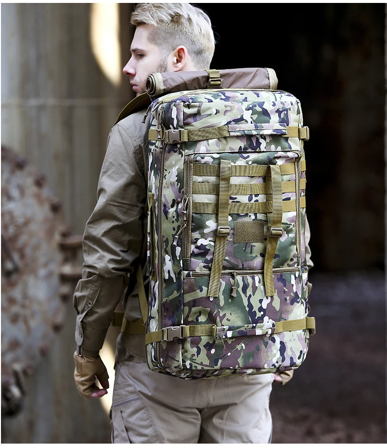 Sac à Dos De Randonnée 100L Imperméable - Tactique, Noir, Grandes Poches, Neuf