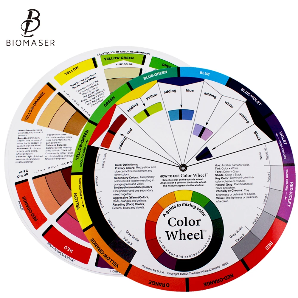 Профессиональная 12 цветная бумага для карт трехуровневый дизайн смешивания цветов колесо Руководство Круглый центральный круг вращается