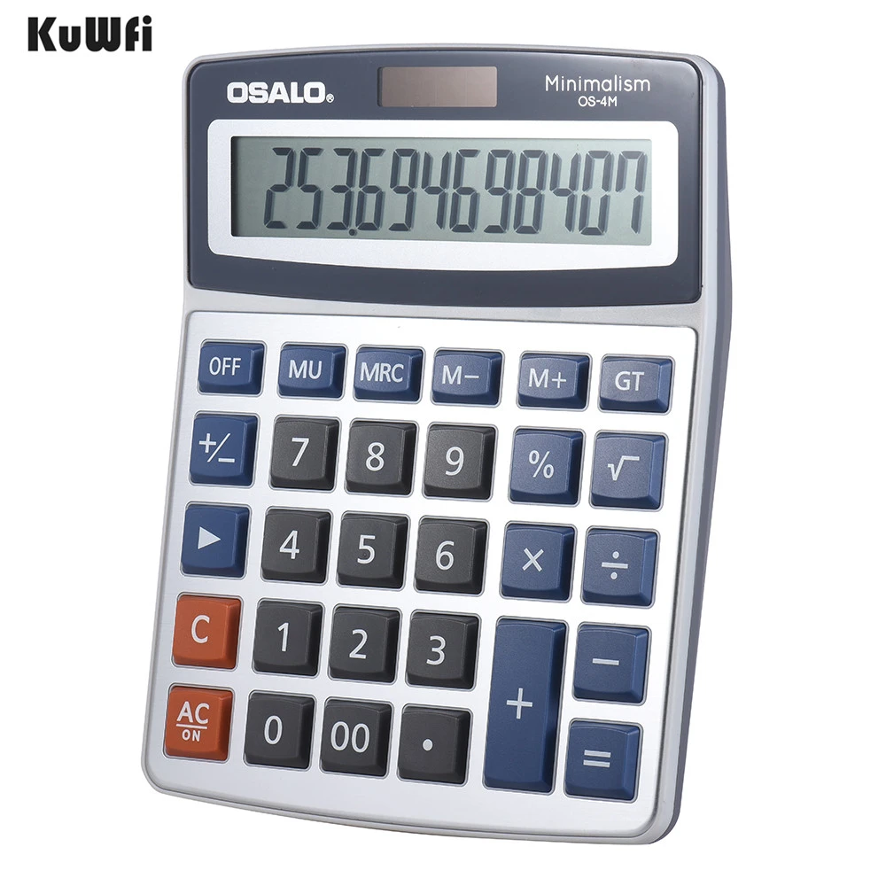 12 Digits Electronic Desktop Calculator Powered By Battery Solar For Home Office