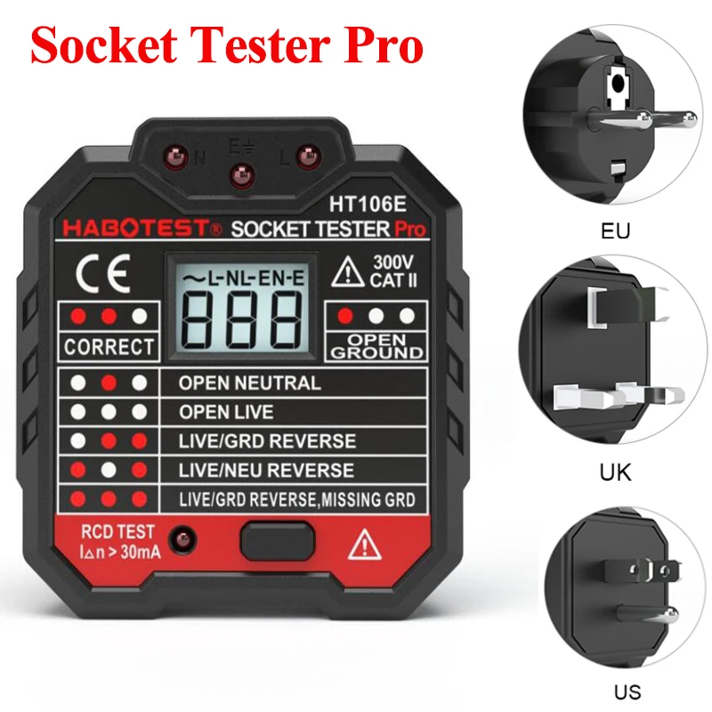 Spannungsprüfer Steckdosentester Steckdose Tester Draht Stecker Prüfer Testgerät Spannungsprüfer Steckdosentester Steckdose Tester Draht Stecker Prüfer Testgerät