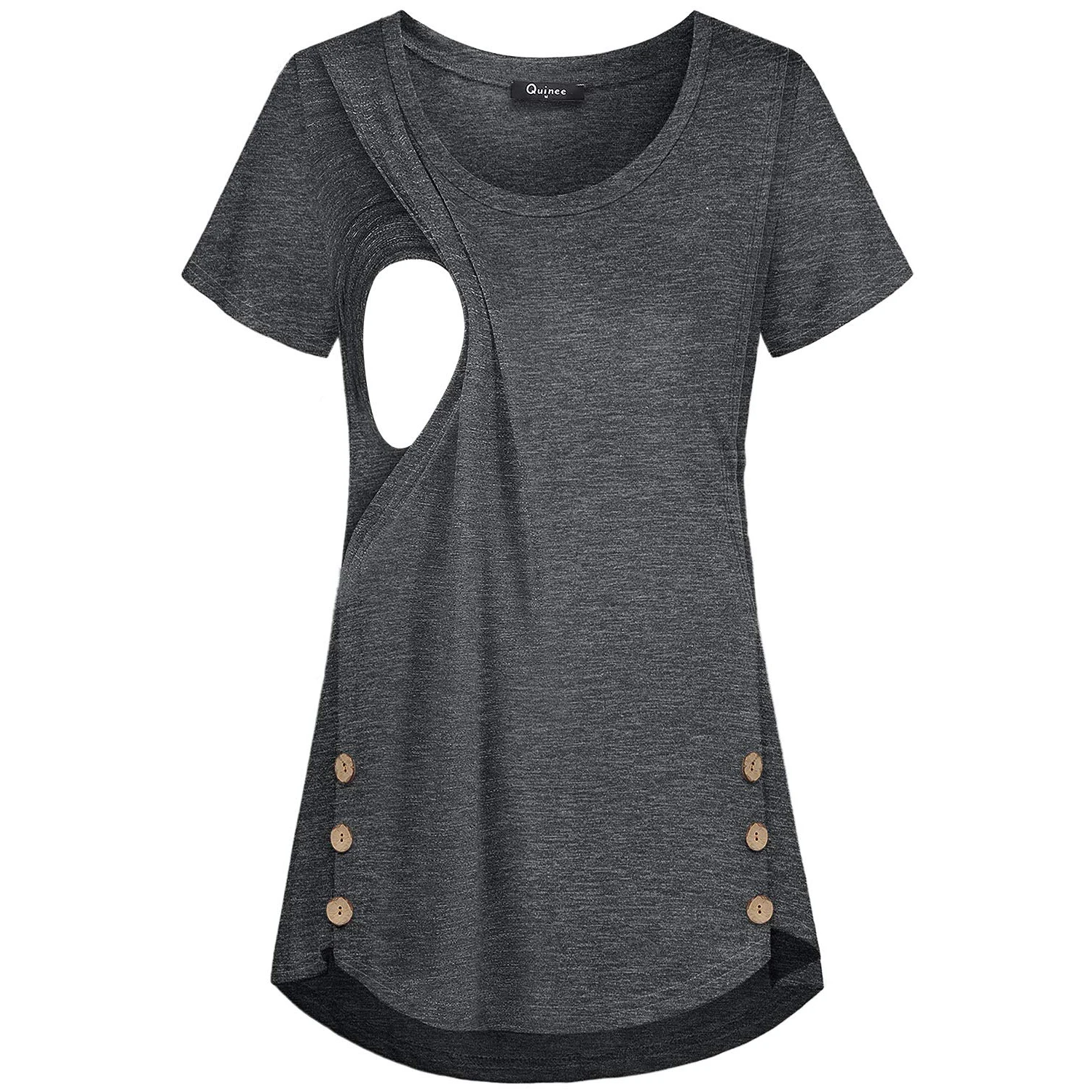 Maternity Breastfeeding Tops Short Sleeve Casual Button Side Nursing T-Shirts for Pregnant Women Ladies Summer Blouse Tunic