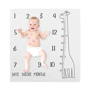 

Baby Blanket Newborn Swaddle Stroller Bedding Wrap New Photo Giraffe Background Monthly Growth Number Photography Blanket