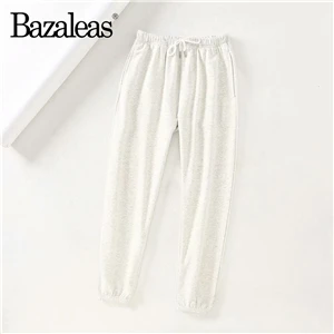 B47 white grey 662 Bazaleas винтажные модные эластичные женские брюки с высокой талией шикарные Карманные женские штаны карго Харадзюку брюки женские Прямая - Цвет: B47 white grey 662