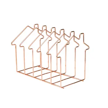 

Nordic Style Ornaments Triangle Rose Gold Book Stand Metal Telescopic Folding Bookshelf Magazine Rack
