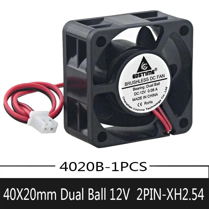 1 шт. Gdstime Mini DC 12 В 4 см 40x20 мм 4020B 2Pin бесщеточный ПК охлаждающий вентилятор для